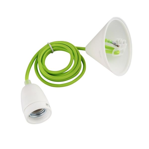 Lampholder E27 Design set ar Textilekabel green SHADA + LEDmaxx image 1