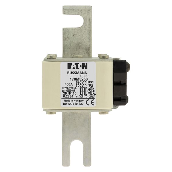 Fuse-link, high speed, 400 A, AC 690 V, DIN 2, 61 x 77 x 138 mm, aR, DIN, IEC, single indicator image 20