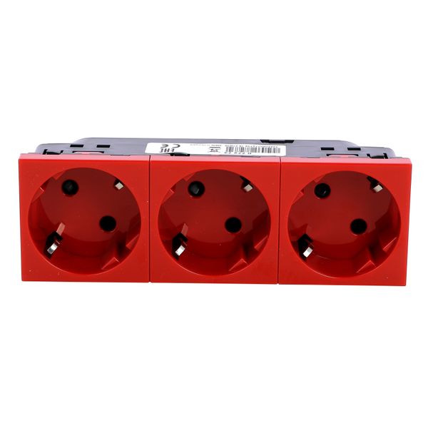 Multi-support multiple socket Mosaic - 3 x 2P+E automatic terminals - red image 3