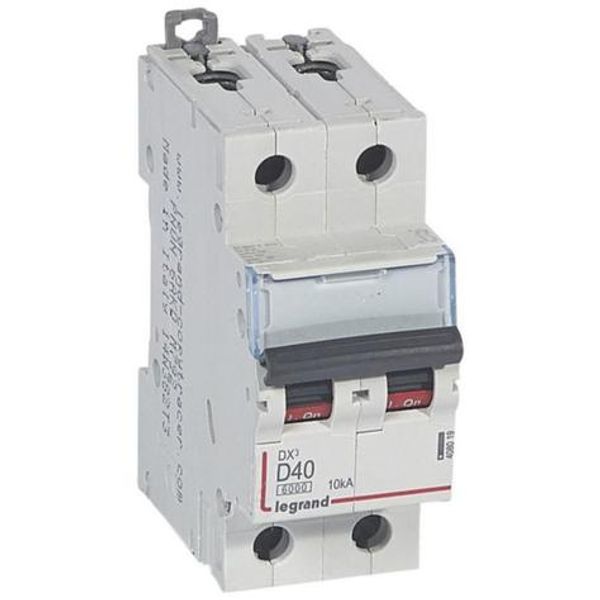 DX³6000 10kA high inlet and low outlet 2P screw circuit breaker 230V~ to 400V~ - 40A - D curve - 2 modules image 1