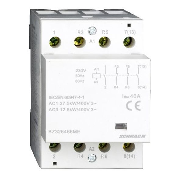 DIN Rail contactor 40A, 2 NO + 2 NC, 230VAC, 3MW, AMPARO image 1