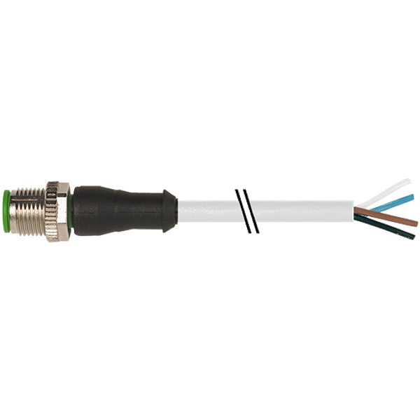 M12 male 0° A-cod. with cable PUR 4x0.34 gy UL/CSA+drag ch. 5.5m image 1