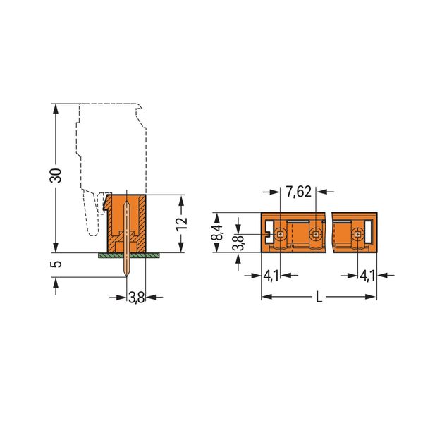 THT male header 1.2 x 1.2 mm solder pin straight orange image 3