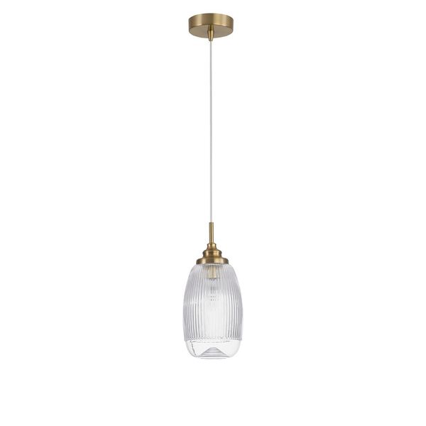 Satin Gold Metal  Clear Glass  LED E14 1x5 Watt 230 Volt  IP20 Bulb Excluded  D: 13 H1: 29 H2: 120 cmAdjustable height image 1