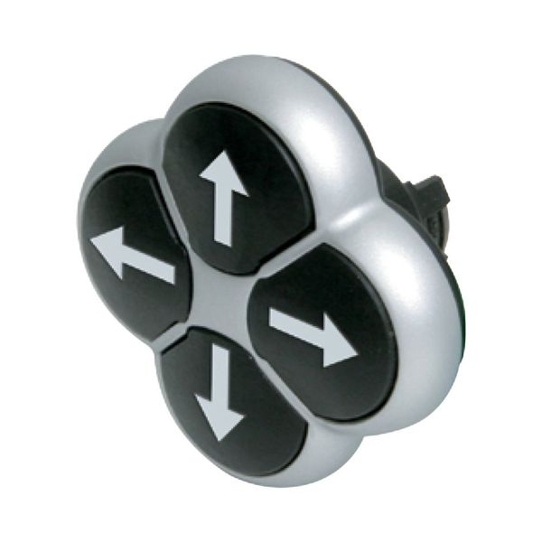 Position pushbutton, RMQ-Titan, Actuators non-flush, momentary, 4-fold, opposing pushbuttons mechanically interlocked, Bezel: titanium, arrow up image 6