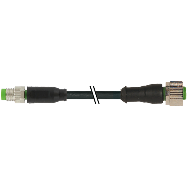 M8 male 0° / M12 female 0° A-cod. PUR 4x0.25 bk UL/CSA+drag ch. 3.5m image 1