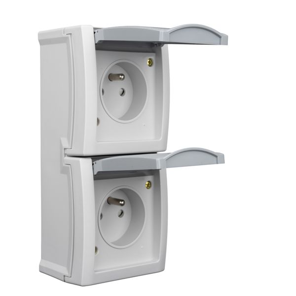 Vertical combi. two-gang pin socket outlet, VISIO IP54 image 2