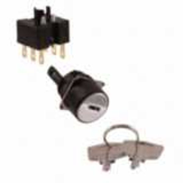 Selector switch front, 16 mm, round, key-type, 3 notches, CCW manual r image 1