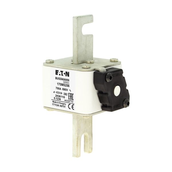 Fuse-link, high speed, 700 A, AC 690 V, size 2, 61 x 77 x 138 mm, aR, IEC, single indicator image 5