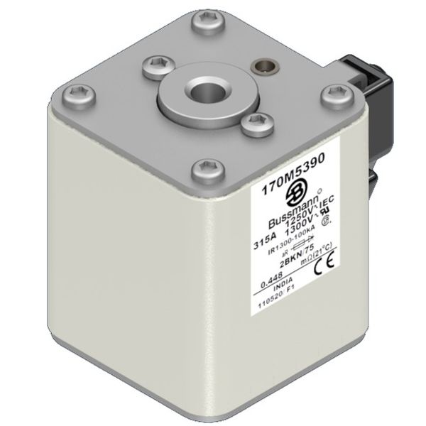 Fuse-link, high speed, 315 A, AC 1250 V, size 2, 61 x 75 x 77 mm, aR, IEC, UL, single indicator image 3