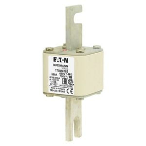 Fuse-link, high speed, 550 A, AC 690 V, DIN 1, 53 x 66 x 138 mm, aR, DIN, IEC, single indicator image 3