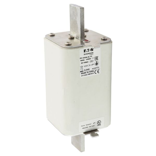 Fuse-link, high speed, 500 A, DC 1500 V, 3L, 75 x 205 mm, gPV, IEC, UL, with indicator image 8