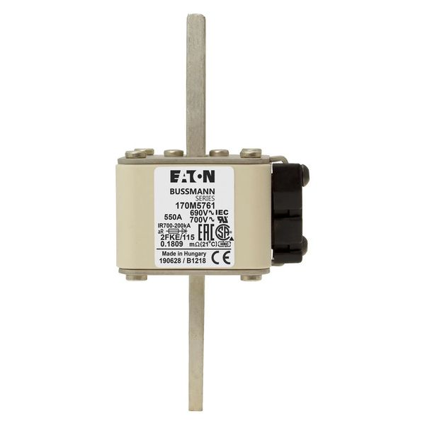 Fuse-link, high speed, 550 A, AC 690 V, size 2, 61 x 77 x 135 mm, aR, IEC, UL, single indicator image 13