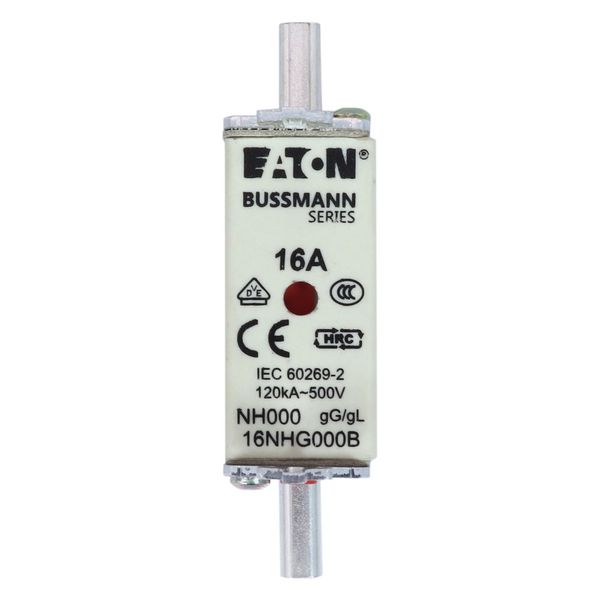 Fuse-link, LV, 16 A, AC 500 V, NH000, gL/gG, IEC, dual indicator, live gripping lugs image 15