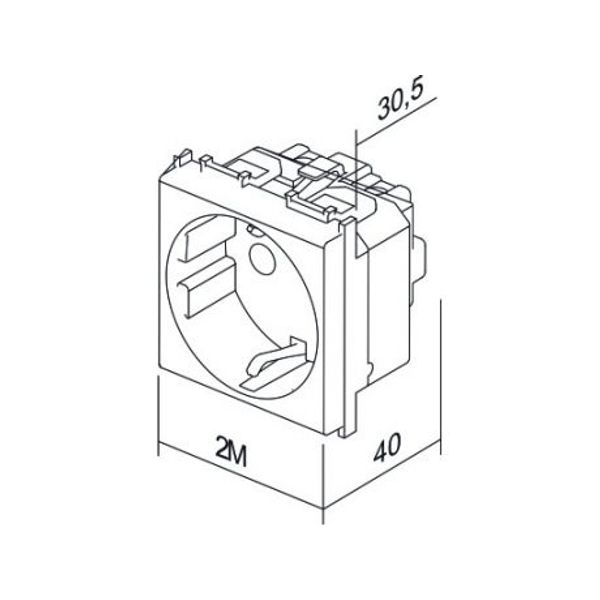 SOCKET SCHUKO+KS+COVER 2P+E 16A 250V~ 2M SS 4317697 image 1