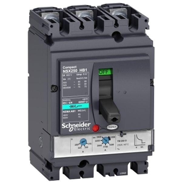 circuit breaker ComPact NSX100HB1, 75 kA at 690 VAC, TMD trip unit 40 A, 3 poles 3d image 2