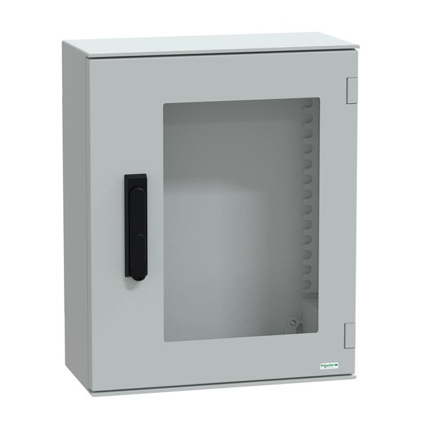 wall-mounting encl. polyester monobloc IP66 530x430x200mm 3p.lock glazed door image 1