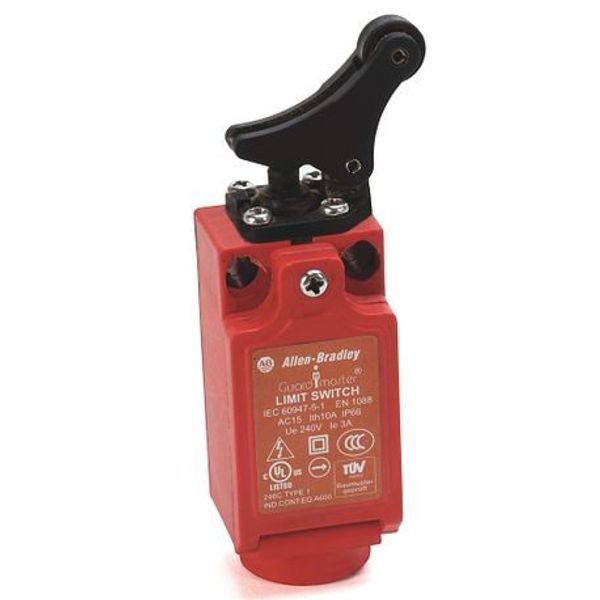 Allen-Bradley, 440P-COHB12E, Safety Limit Switch, 22mm Plastic, Offset Hinge, 2 N.C., 1 N.O., BBM, 1/2 in NPT Conduit image 1