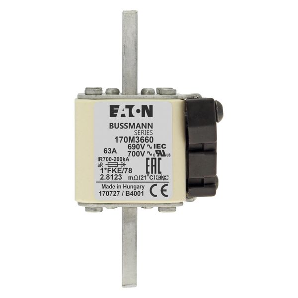 Fuse-link, high speed, 63 A, AC 690 V, compact size 1, 45 x 59 x 110 mm, aR, IEC, UL, single indicator image 18