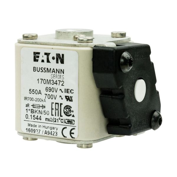 Fuse-link, high speed, 550 A, AC 690 V, compact size 1, aR, IEC, UL, single indicator image 10