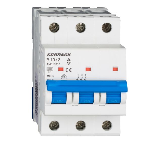 Miniature Circuit Breaker (MCB) AMPARO 6kA, B 10A, 3-pole image 1