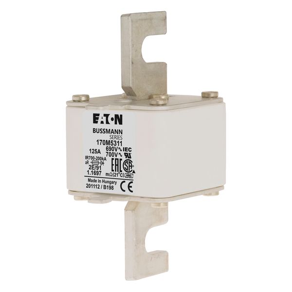 Fuse-link, high speed, 550 A, AC 690 V, size 2, 61 x 61 x 126 mm, aR, IEC, single indicator image 2