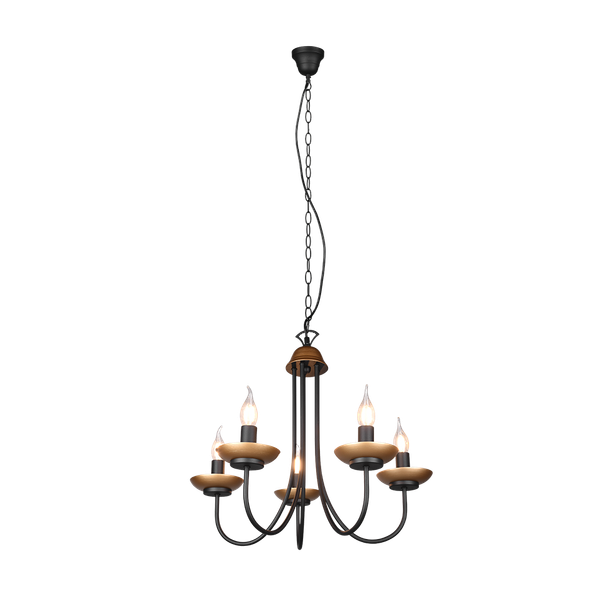 Livia chandelier 5-pc E14 matt black/gold image 1