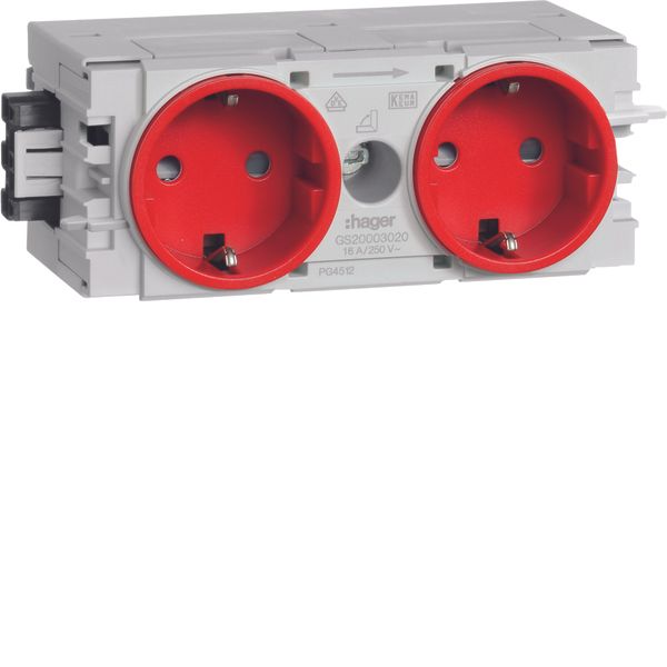 Socket-outlet 2-gang Wago C-Profile red image 1