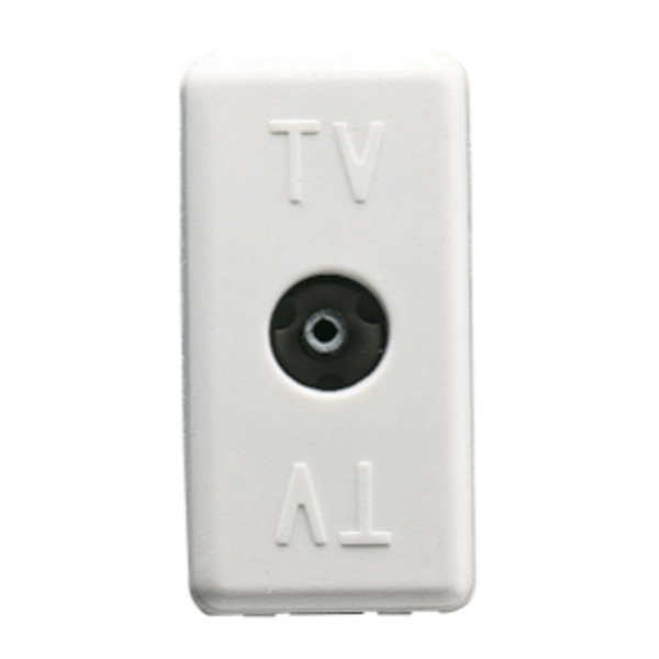 COAXIAL TV RESISTIVE SOCKET-OUTLET - IEC FEMALE CONNECTOR 9,5mm - DIRECT - 1 MODULE - SYSTEM WHITE image 1