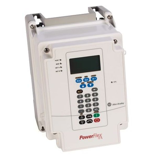 Allen-Bradley 20AD1P1C3AYNNNC0 PowerFlex70 AC Drive, 480 VAC, 3 PH, 1.1 A, 0.5 HP Normal Duty, 0.33 HP Heavy Duty, Wall / Machine Mount - IP66/NEMA Type 4X/12 (Indoor Use), with Conformal Coating, LCD Display, Full Numeric Keypad image 1