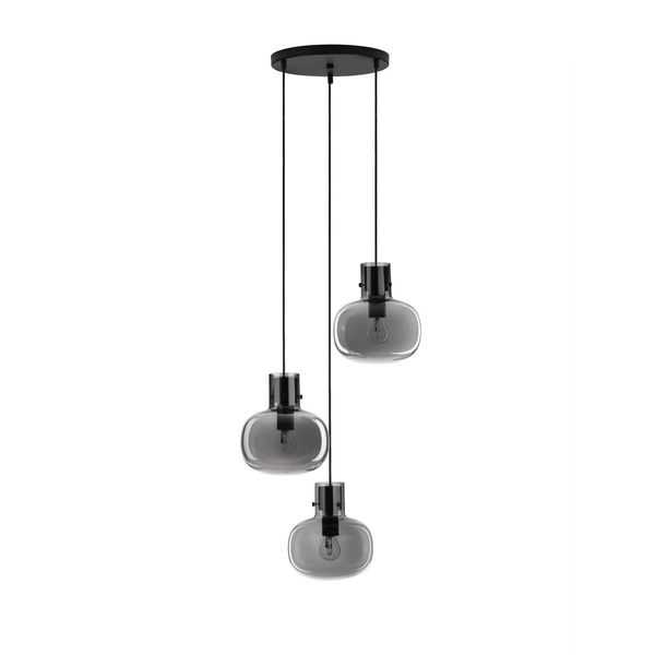 Smoky Glass  Black Cord  Black Metal Base   LED E27 3x12 Watt 230 Volt   IP20 Bulb Excluded  D: 30 H: 178 cm Adjustable Height image 1