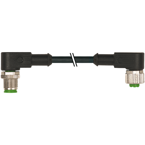 M12 male 90° / M12 female 90° A-cod. PUR 3x0.34 bk UL/CSA+drag ch. 2m image 1