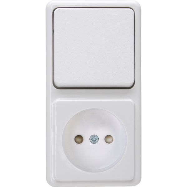 Surface mount combination without earthed socket outlet,with shutter, arctic-white image 1