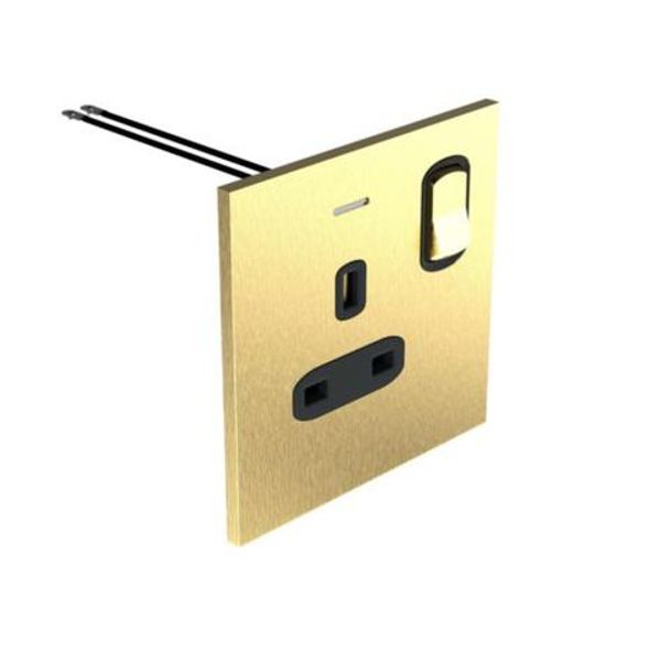 Art d'Arnould - 1 gang BS socket 13A-250V double pole switch with power indicator Epure - Brushed Gold image 1