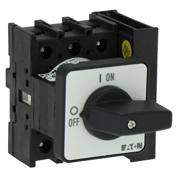 On-Off switch, P1, 40 A, flush mounting, 3 pole, 1 N/O, 1 N/C, with black thumb grip and front plate image 34
