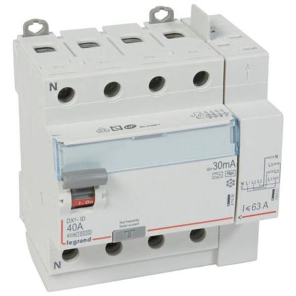 Differential switch DX³-ID screw top inlet and automatic top outlet - 4P 400V~ 40A typeF 30mA - 5 modules image 1