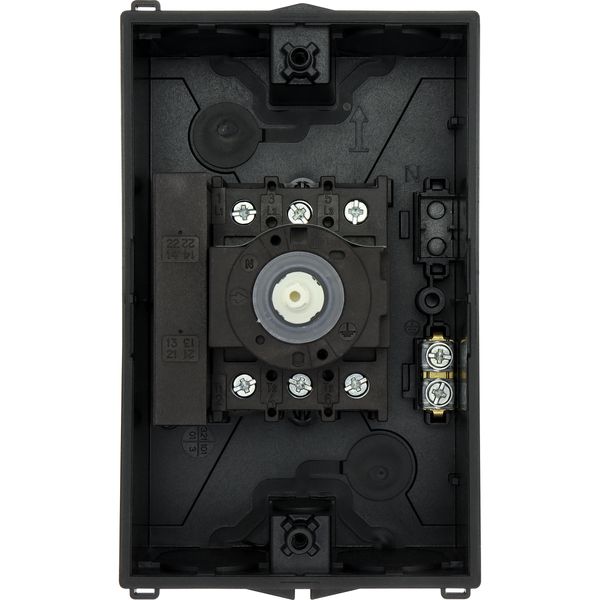 Main switch, P1, 32 A, surface mounting, 3 pole, 1 N/O, 1 N/C, Emergency switching off function, With red rotary handle and yellow locking ring, Locka image 25