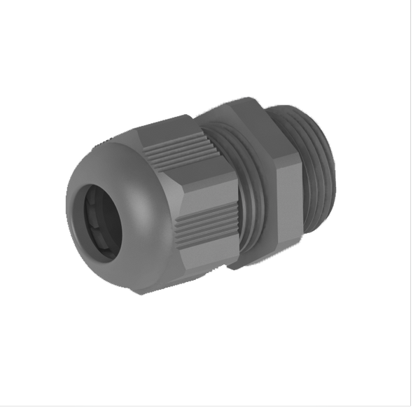 Cable gland, long thread, M32, 18-25mm, PA6, grey RAL7001, IP68 image 1