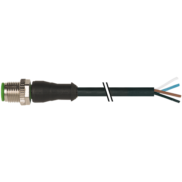 M12 male 0° A-cod. with cable PUR 4x0.34 bk UL/CSA+drag ch. 3.5m image 1