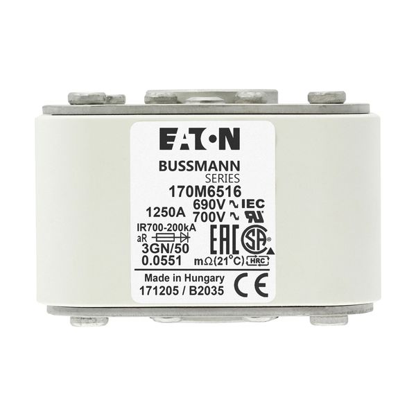 Fuse-link, high speed, 1250 A, AC 690 V, size 3, 76 x 92 x 53 mm, aR, IEC, UL, single indicator image 22