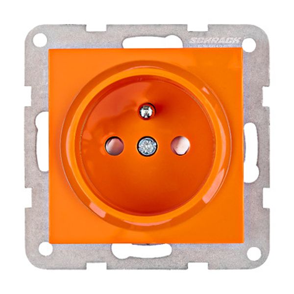 Pin socket outlet with safety shutter, cage clamps, orange image 1