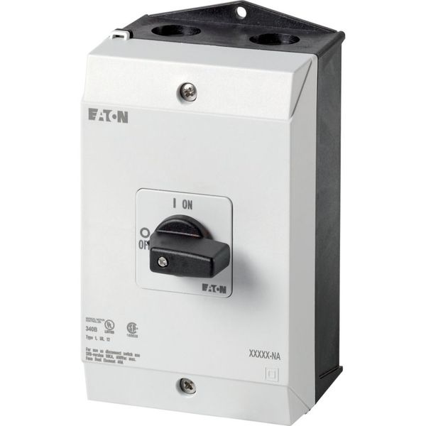 On-Off switch, P1, 25 A, surface mounting, 3 pole, 1 N/O, 1 N/C, with black thumb grip and front plate, UL/CSA image 5