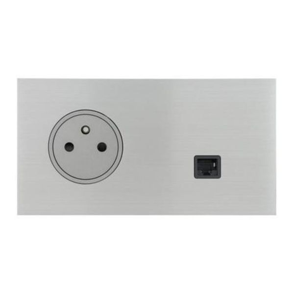 Art d'Arnould universe Epure 2P+E power socket and RJ45 socket - brushed steel image 1