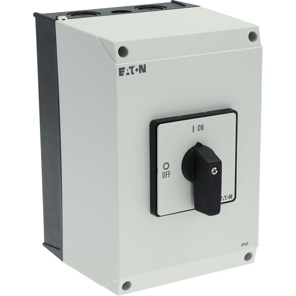 On-Off switch, P3, 63 A, surface mounting, 3 pole, with black thumb grip and front plate image 55