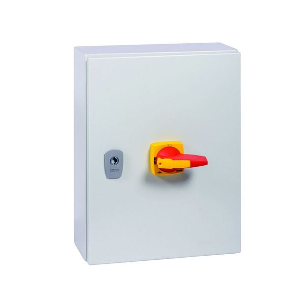 Switch-disconnector, DMM, 160 A, 4 pole, Emergency switching off function, With red rotary handle and yellow locking ring, in steel enclosure image 8