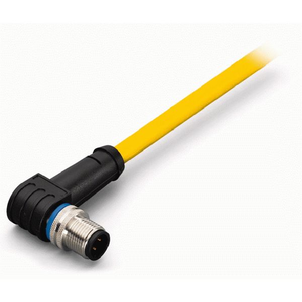 System bus cable M12B plug angled 5-pole yellow image 2