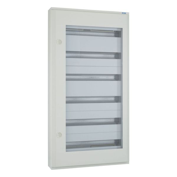 Complete surface-mounted flat distribution board with window, white, 24 SU per row, 6 rows, type C image 7