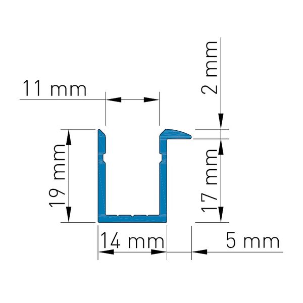 Aluminium profile KLT, L-2000mm W-19mm H-19mm image 2