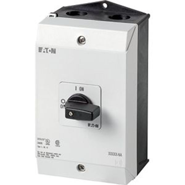 On-Off switch, T3, 32 A, surface mounting, 4 contact unit(s), 7-pole, with black thumb grip and front plate, UL/CSA image 4