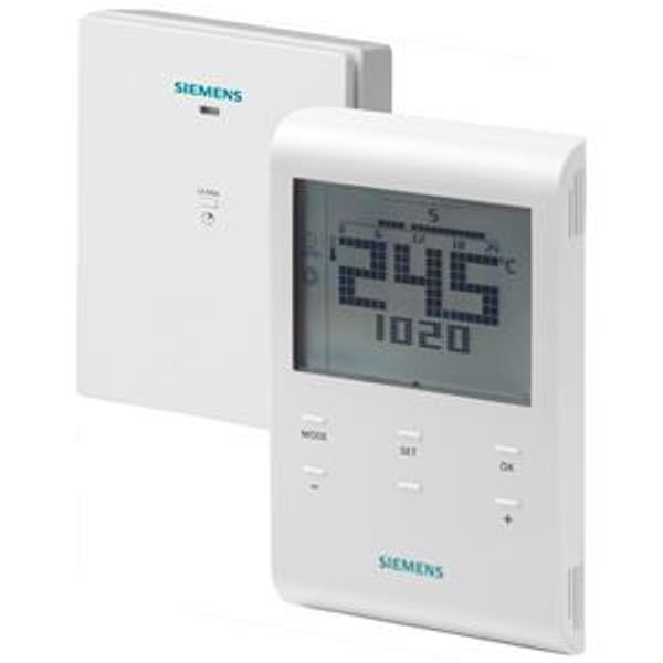 RDE100.1RFS - Wireless room thermostat with auto timer, incl. receiver image 1